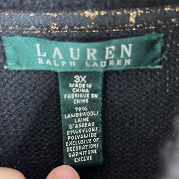 LRL Navy Marine Nautical Officer Metallic Gold Piping Cardigan Sweater - Picture 3 of 8